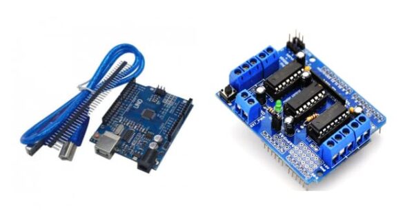 Arduino UNO R3 ATmega328P With USB Cable Black/Blue And L293D Motor Driver For Arduino Combo    AB0270