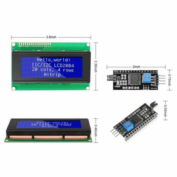 LCD 20x4-LCD-Character Display blue with IIC-I2C-Serial-Interface-Adapter-Module    AB0304 - Image 2