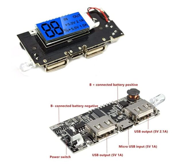 Dual USB 18650 Battery Charger PCB Power Module 5V 1A 2.1A Mobile Power Bank Accessories  AB0167 - Image 2