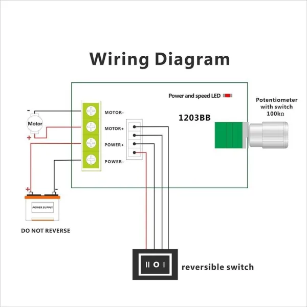 6V 12V 24V 28V 3A 80W DC Motor Speed Controller (PWM) Speed Adjustable Reversible Switch 1203BB dc motor driver reversing - Image 2