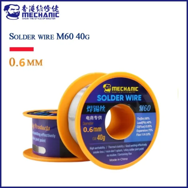 MECHANIC M60 40G 0.6MM SOLDER WIRE