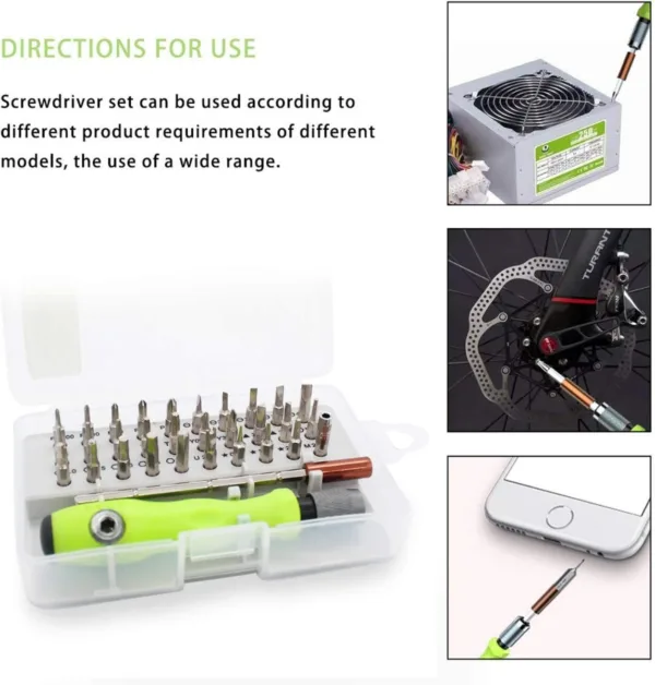 32-in-1 Mini Screw Driver Set with Magnetic Flexible Extension Rod - Image 2