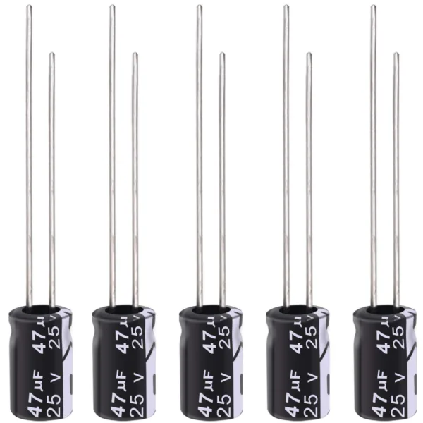 Electrolytic Capacitors, 47uF 25V, Radial, Pack of 10