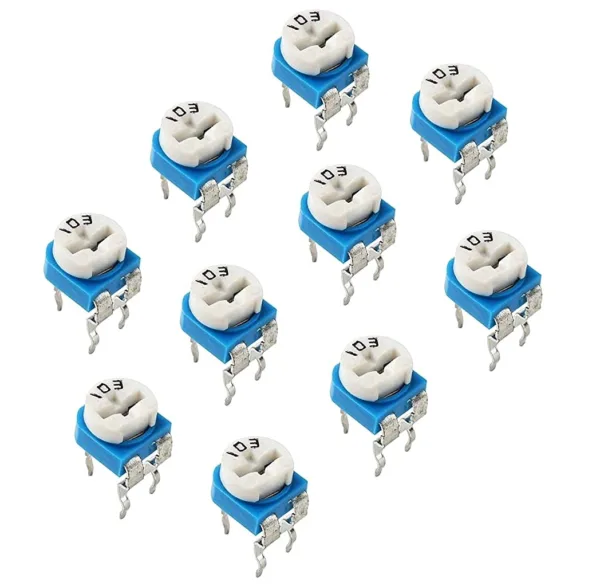 PCB Variable Resistor Trimmer Potentiometer, 10k Ohm, 103 Vertical, Pack of 10 - Image 2