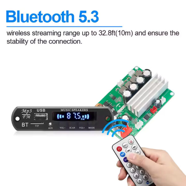 VIRE 2.0 Channel 2*100W High Power Bluetooth Audio Amplifier DC12V TPA3116 Stereo Mini High Power Receiver Amplifier Board - Image 4
