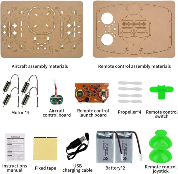 XYQ-2 Wooden Assembly DIY Toy Drone Aircraft with Remote - Image 3